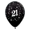 Sempertex Age 21 Metallic Black Latex Balloons 30cm 6pk