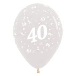 Sempertex Age 40 Crystal Clear Latex Balloons 30cm 6pk