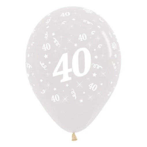 Sempertex Age 40 Crystal Clear Latex Balloons 30cm 6pk -Party Supplies Store 20010480