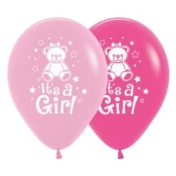Sempertex It S A Girl Teddy Fashion Pink & Fuchsia Latex Balloons 30cm 6pk