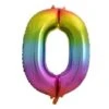 FOIL BALLOON 86cm Rainbow Number #0 -Party Supplies Store 213770