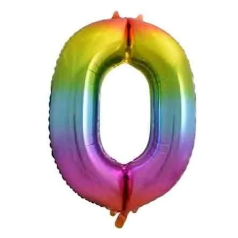 FOIL BALLOON 86cm Rainbow Number #0 3 FOIL BALLOON 86cm Rainbow Number #0