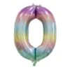 FOIL BALLOON 86cm Pastel Rainbow Number #0 -Party Supplies Store 213790