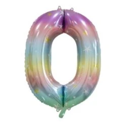 FOIL BALLOON 86cm Pastel Rainbow Number #0