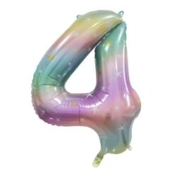 FOIL BALLOON 86cm Pastel Rainbow Number #4
