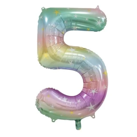 FOIL BALLOON 86cm Pastel Rainbow Number #5 3 FOIL BALLOON 86cm Pastel Rainbow Number #5