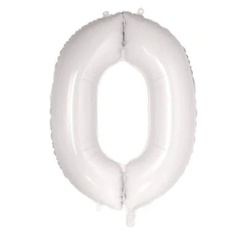 FOIL BALLOON 86cm White Number #0 3 FOIL BALLOON 86cm White Number #0
