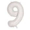 FOIL BALLOON 86cm White Number #9 -Party Supplies Store 213809