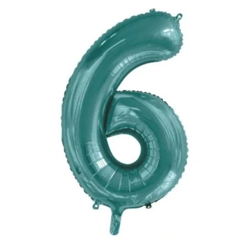 FOIL BALLOON 86cm Teal Number #6 3 FOIL BALLOON 86cm Teal Number #6