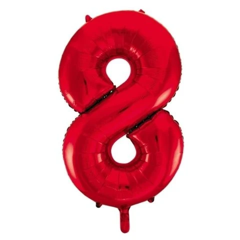 FOIL BALLOON 86cm Red Number #8 3 FOIL BALLOON 86cm Red Number #8