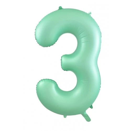 Foil Balloon Number #3 86cm Matt Mint 3 Foil Balloon Number #3 86cm Matt Mint
