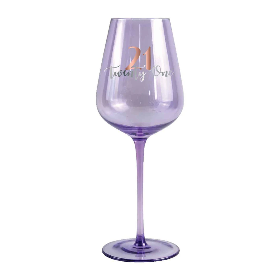 21st Coloured Wine Glass Rose Gold Decal 430ml 3 21st Coloured Wine Glass Rose Gold Decal 430ml