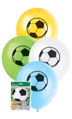 3D Soccer 8 X 30cm Balloons - Assorted Colours