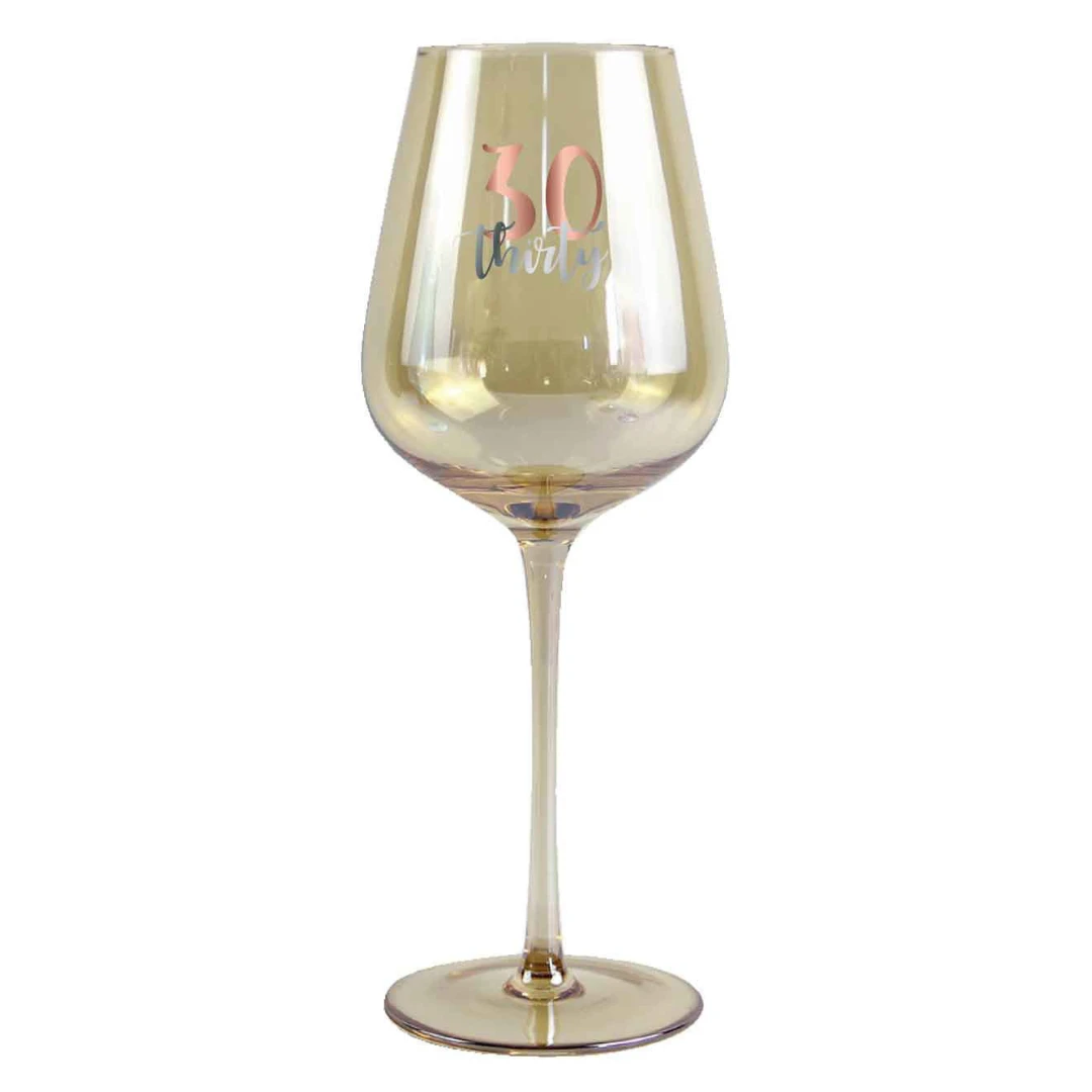 30Th Coloured Wine Glass Rose Gold Decal 430Ml 3 30Th Coloured Wine Glass Rose Gold Decal 430Ml