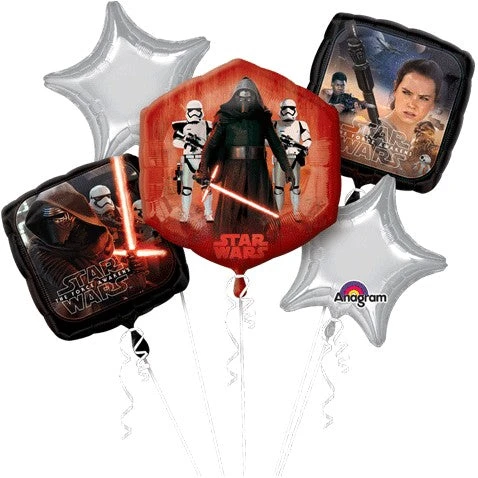 Foil Balloon Bouquet Star Wars The Force Awakens Birthday P75 5pk 3 Foil Balloon Bouquet Star Wars The Force Awakens Birthday P75 5pk