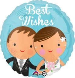 Foil Balloon 45cm Best Wishes Wedding Couple Standard Hx S40