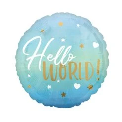 Anagram Foil Balloon 45cm Blue Baby Boy Hello World
