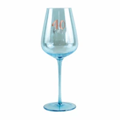 40th Coloured Wine Glass Rose Gold Decal 430ml