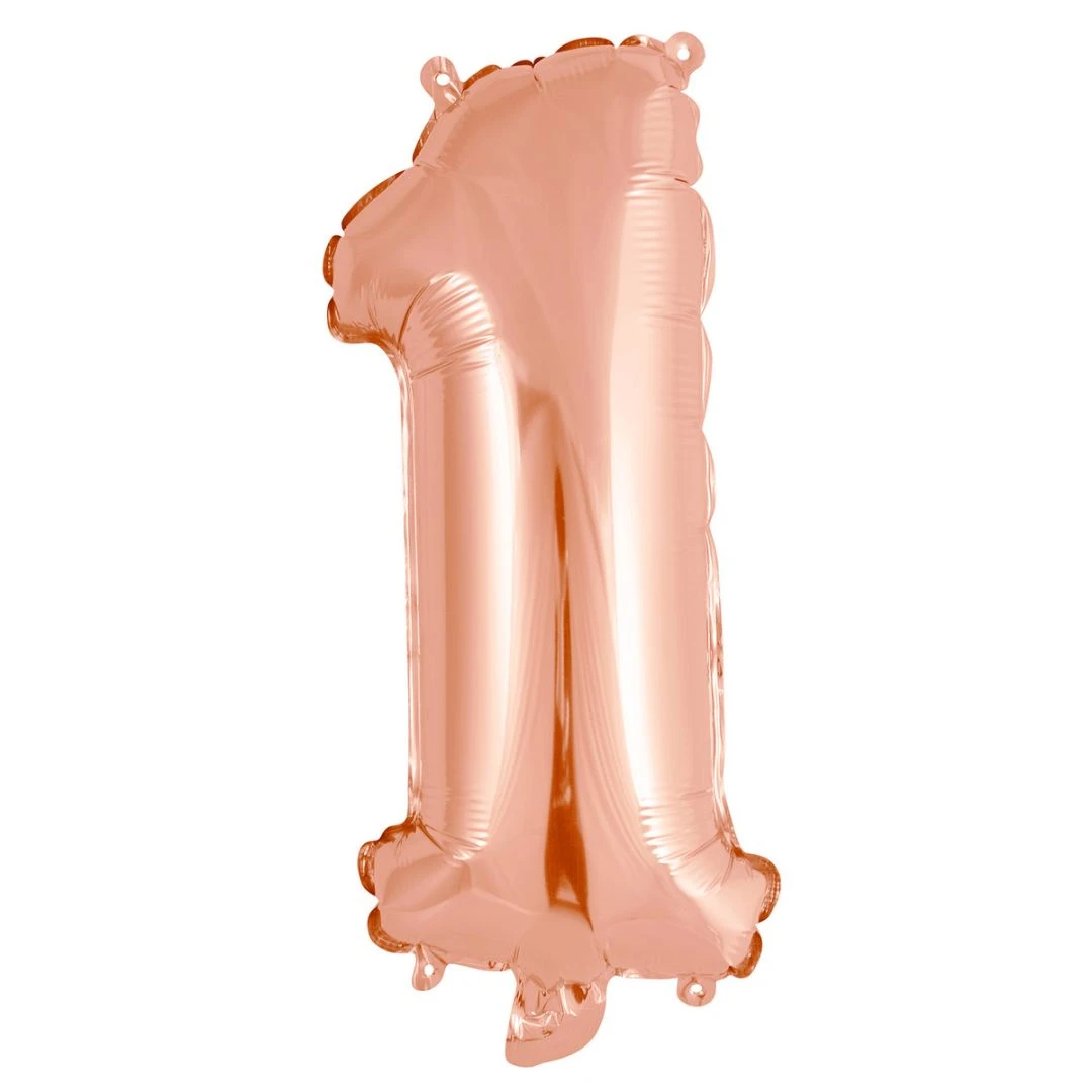 Numeral Foil Balloon 35cm Rose Gold - 1 3 Numeral Foil Balloon 35cm Rose Gold - 1