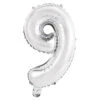 Numeral Foil Balloon 35cm Silver - 9 -Party Supplies Store 42889 2