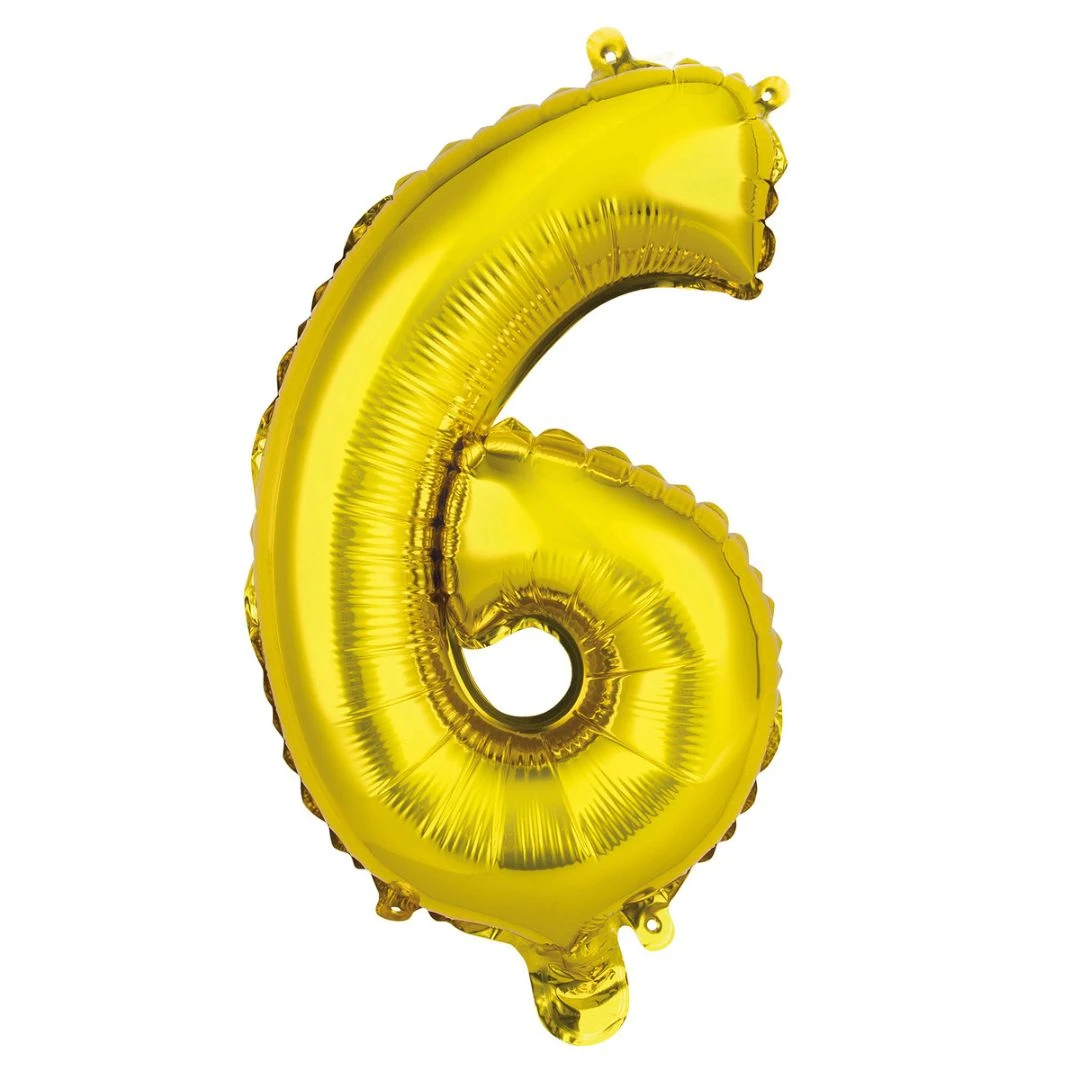 Numeral Foil Balloon 35cm Gold - 6 3 Numeral Foil Balloon 35cm Gold - 6