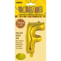 Alphabet Foil Balloon 35cm Gold - F