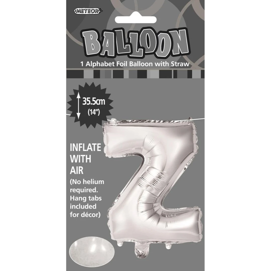 Alphabet Foil Balloon 35cm Silver - Z 3 Alphabet Foil Balloon 35cm Silver - Z