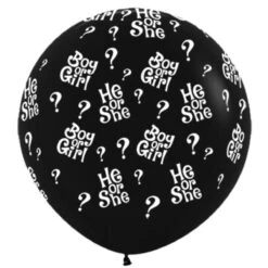 Sempertex 90cm He Or She Question Marks Fashion Black Latex Balloons, 1PK