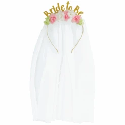 Bride To Be Word Headband W/Ve Il