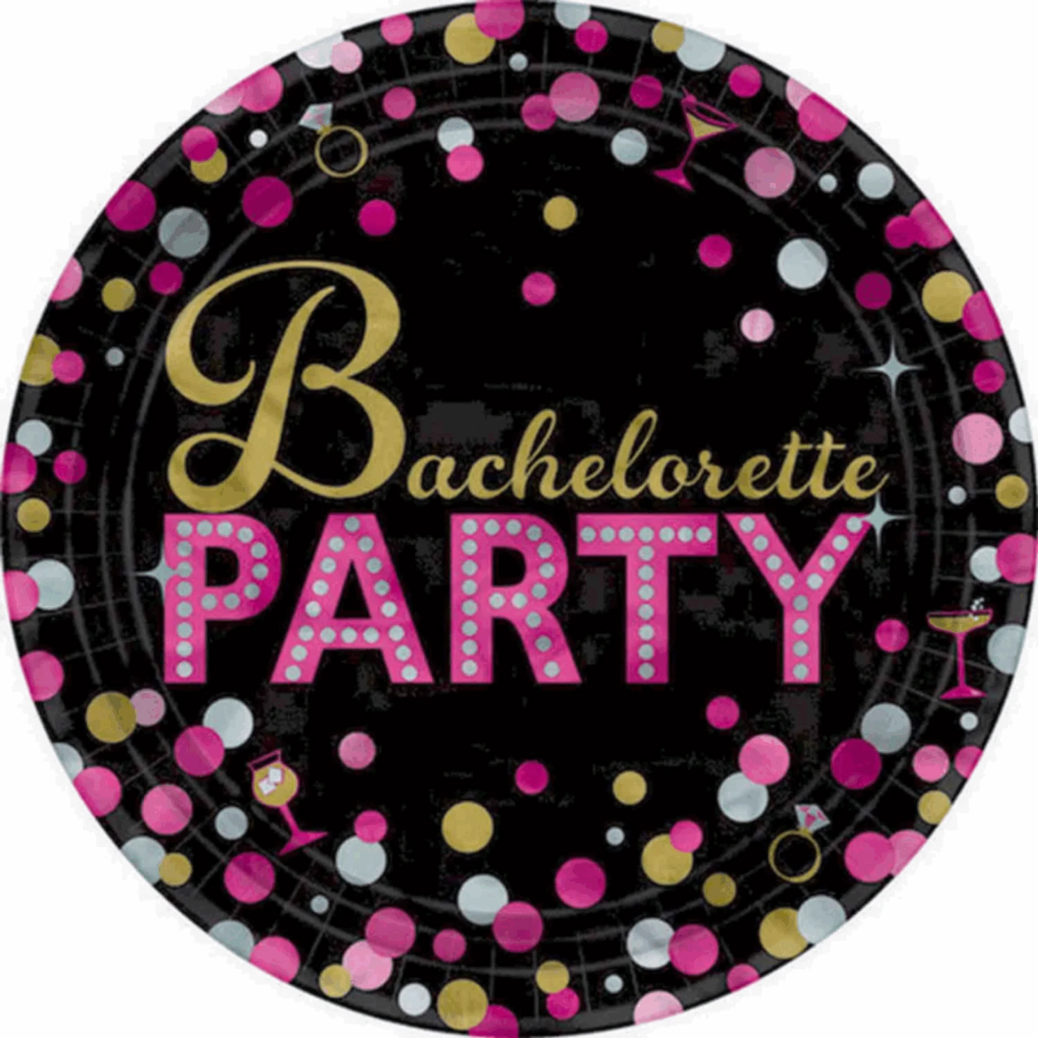 Bachelorette Night Round Paper Plates 17cm 8pk 2 Bachelorette Night Round Paper Plates 17cm 8pk
