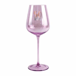 50th Coloured Wine Glass Rose Gold Decal 430ml