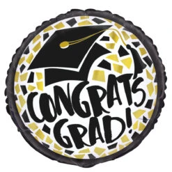 Black & Gold Congrats Grad Foil Balloon 45cm