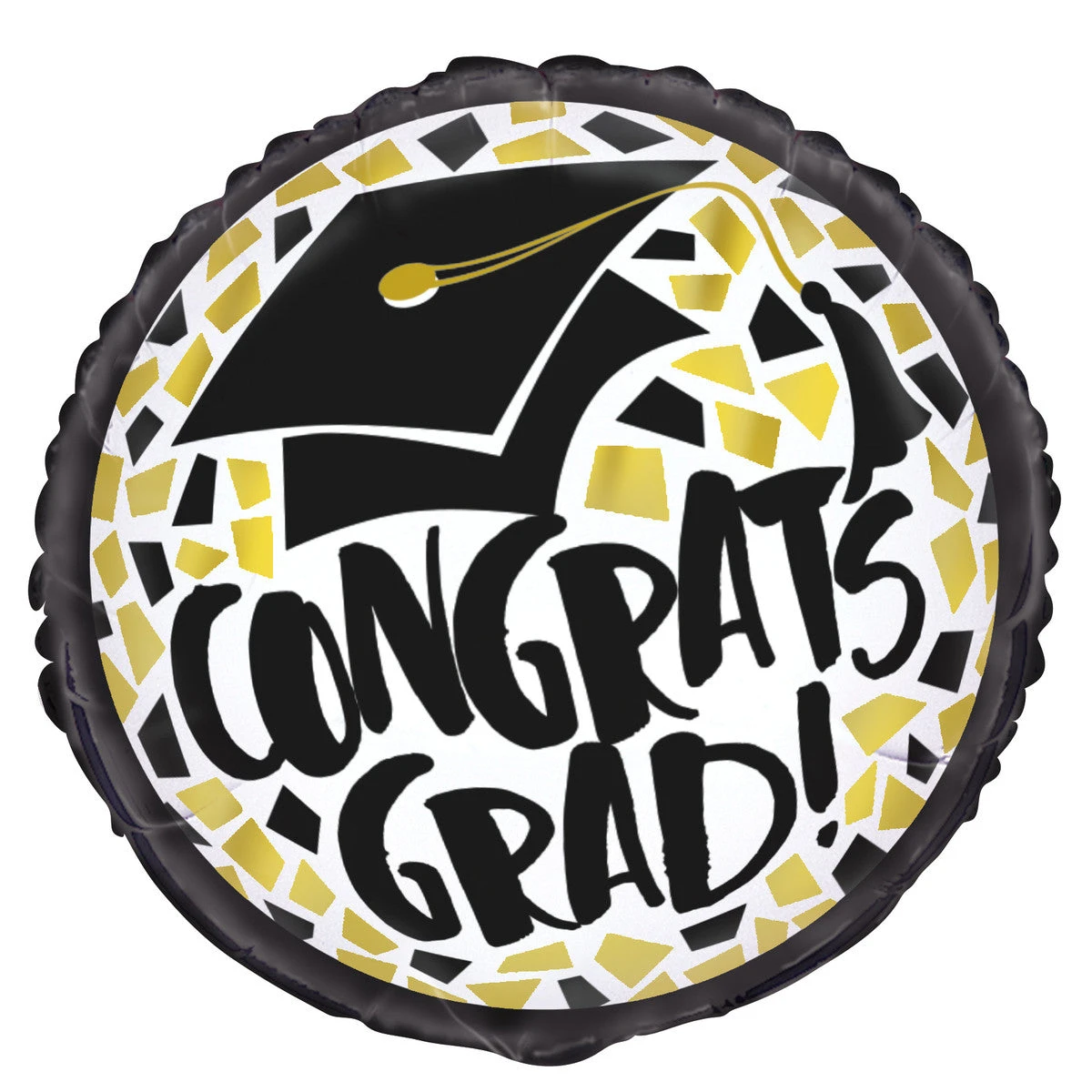 Black & Gold Congrats Grad Foil Balloon 45cm 3 Black & Gold Congrats Grad Foil Balloon 45cm