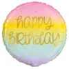 Pastel Rainbow With Gold Happy Birthday Foil Balloon 45cm 1 Pastel Rainbow With Gold Happy Birthday Foil Balloon 45cm -Party Supplies Store 54981 1