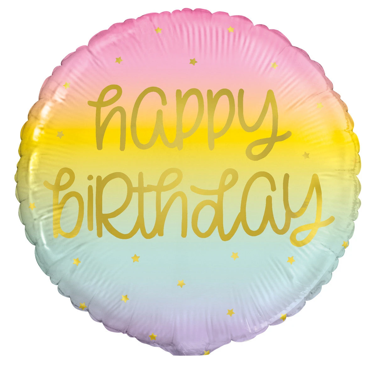Pastel Rainbow With Gold Happy Birthday Foil Balloon 45cm 3 Pastel Rainbow With Gold Happy Birthday Foil Balloon 45cm