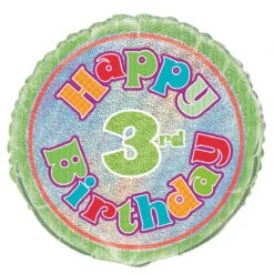 3rd Birthday Foil Balloon 45cm