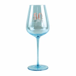 80th Coloured Wine Glass Rose Gold Decal 430ml