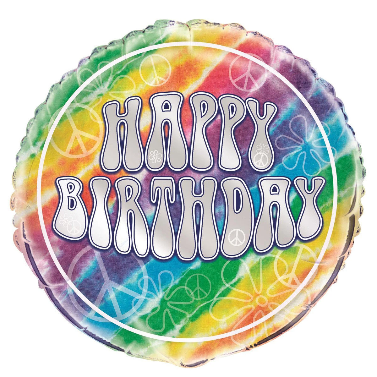 Tie Dye Birthday Foil Balloon 45cm 3 Tie Dye Birthday Foil Balloon 45cm