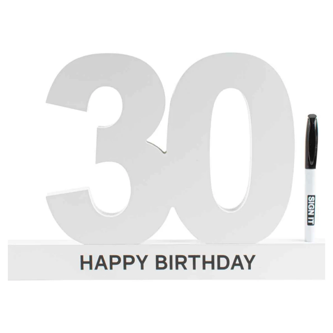 30Th Birthday Signature Block White With Marker 3 30Th Birthday Signature Block White With Marker