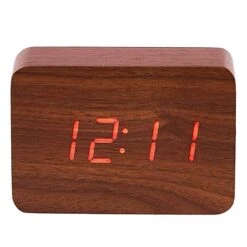 Clock LED Wood Cuboids Table Clock(R 10 Clock LED Wood Cuboids Table Clock(R -Party Supplies Store Checkmate Larch LED Wood Cuboid Alarm Clock 10x7x4.3cm Dark Brown p3
