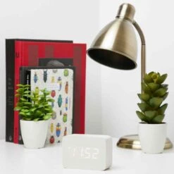 Clock LED Wood Cuboids Table Clock(W