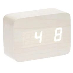Clock LED Wood Cuboids Table Clock(W -Party Supplies Store Checkmate Larch LED Wood Cuboid Alarm Clock 10x7x4.3cm White p5