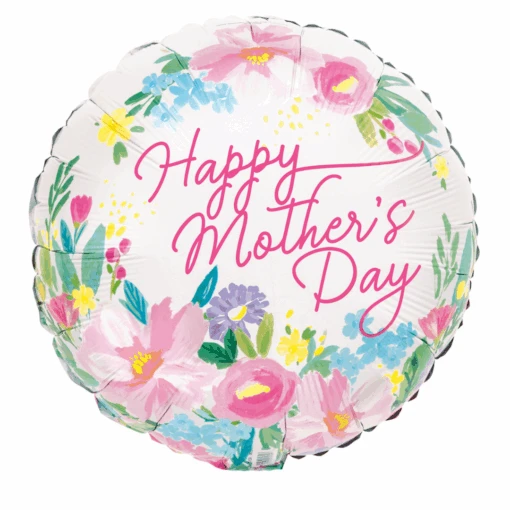 Foil Balloon 43cm Inflated Bulk Printed Blooms Mothers Day -Party Supplies Store Foil Balloon Happy Mothers Day Printed Blooms 43cm