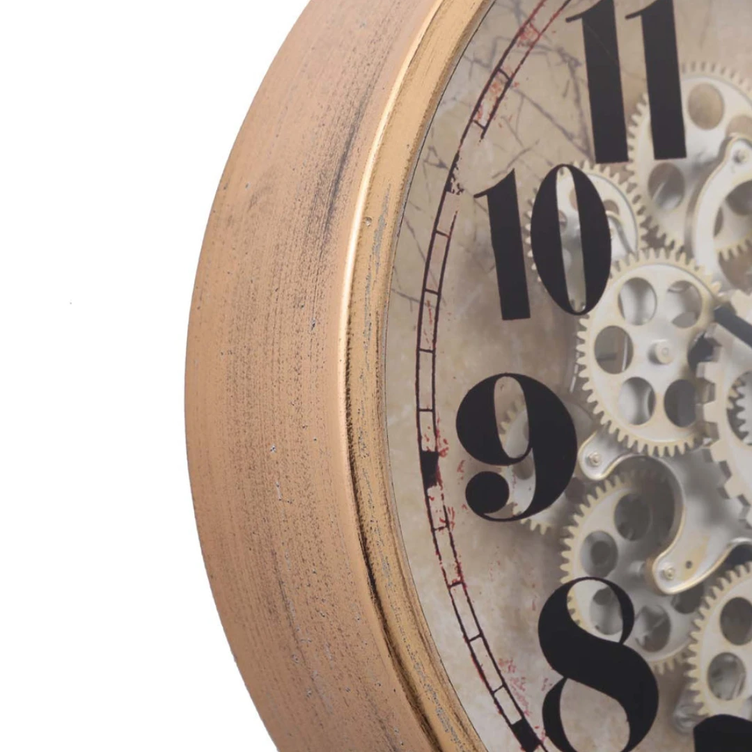 Henri Modern Round Exposed Movement Gear Wall Clock 47cm Gold Wash - Image 4