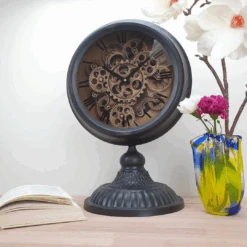 Metal Rotary Gears Table Clock 54cm Black