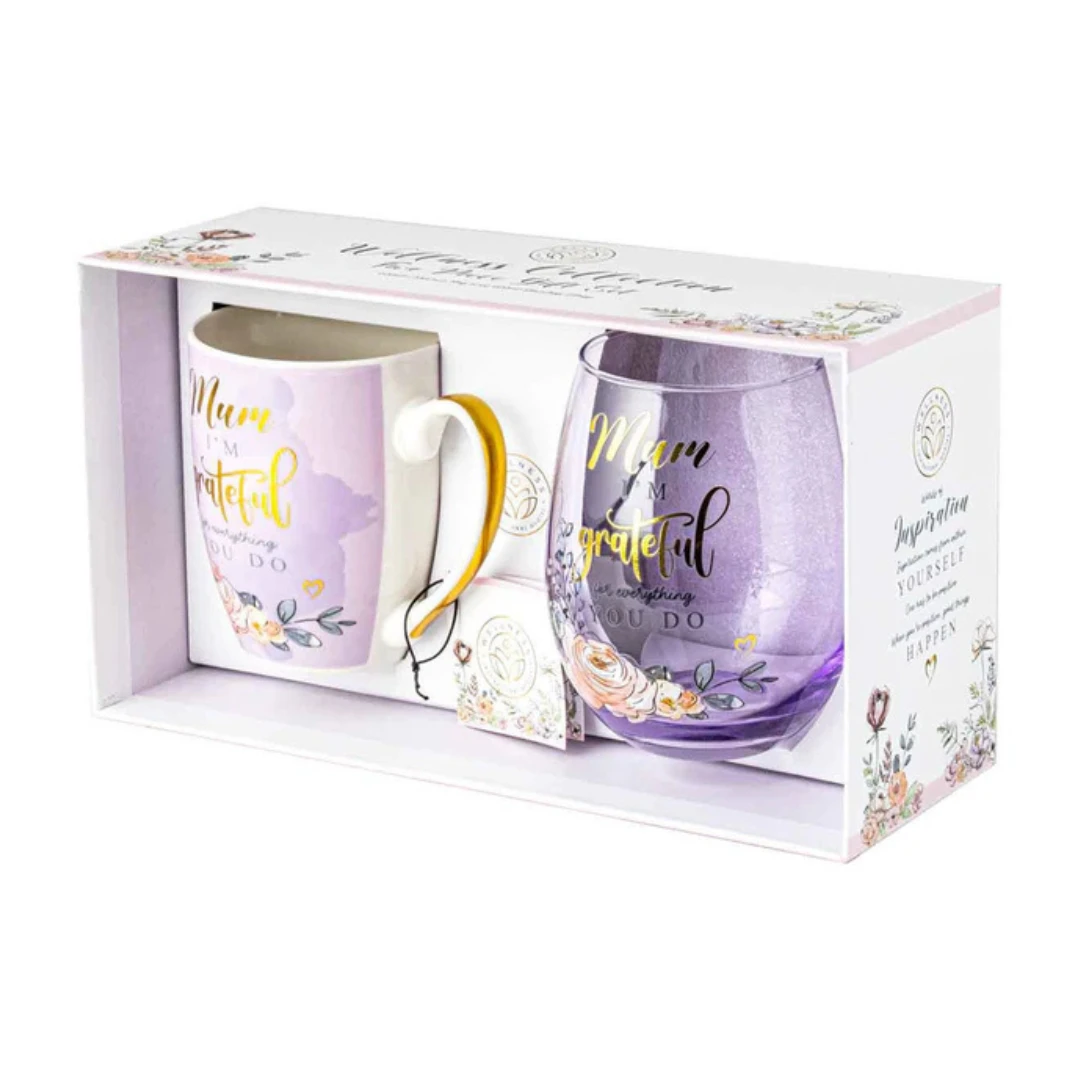 Mum Mug And Stemless Gift Set Mug 400ml Glass 600ml 3 Mum Mug And Stemless Gift Set Mug 400ml Glass 600ml