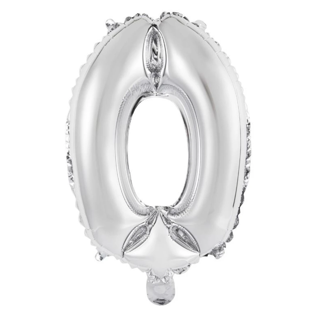 Numeral Foil Balloon 35cm Silver - 0 3 Numeral Foil Balloon 35cm Silver - 0