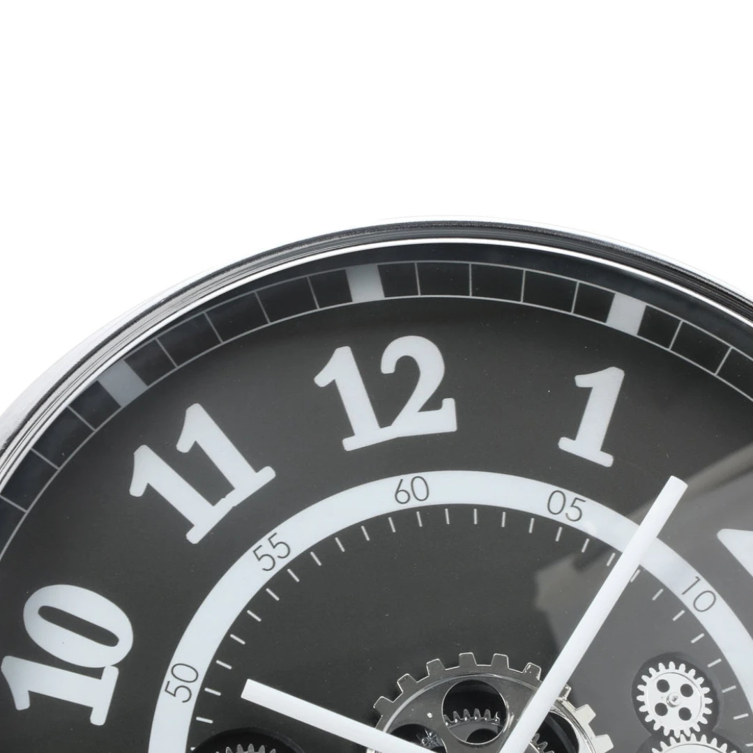 Wall Clock Round Dylan Modern Industrial Moving Cogs Silver Metal Black 54cm 6 Wall Clock Round Dylan Modern Industrial Moving Cogs Silver Metal Black 54cm - Image 4