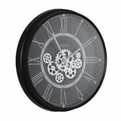 Round London Modern Exposed Gear Clock 54cm Black -Party Supplies Store Round London Modern Exposed Gear Clock 54cm Black p2