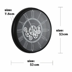 Round London Modern Exposed Gear Clock 54cm Black -Party Supplies Store Round London Modern Exposed Gear Clock 54cm Black p6